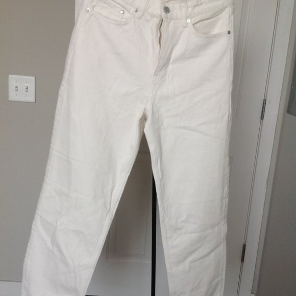 White Cream Loose Fit Coupe Ample Jean - Picture 6 of 6
